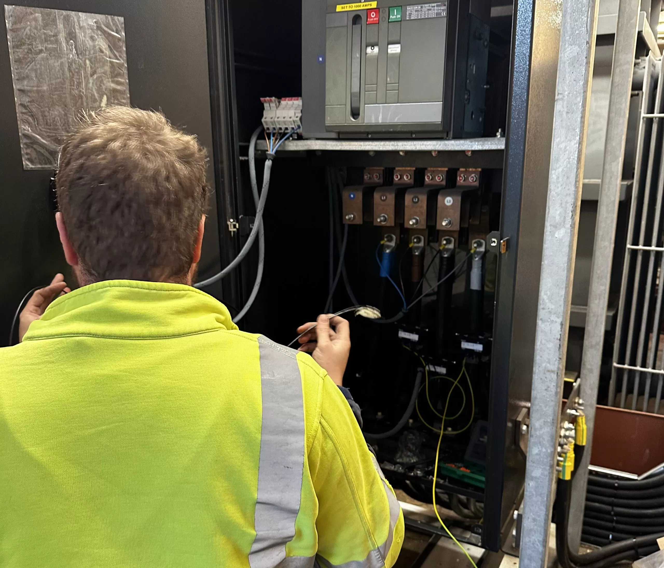 Quantum Controls engineer working on Shore-to-Ship power equipment