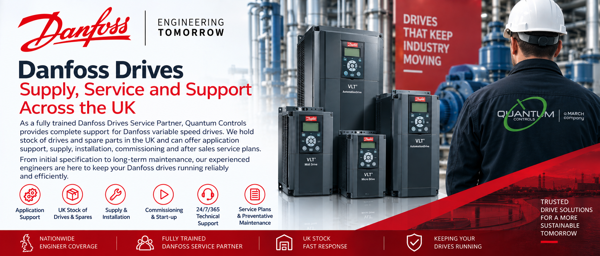 Danfoss variable speed drive supply, installation and support from Quantum Controls