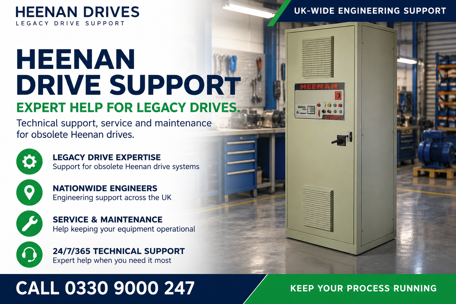 Heenan drive support from Quantum Controls, including nationwide engineering and 24/7 technical support