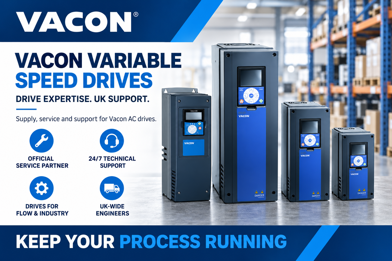 Vacon variable speed drives and UK support services