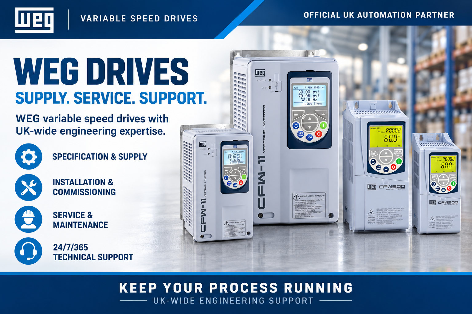 Vacon variable speed drives and UK support services