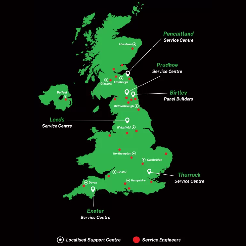 Map of Quantum Controls UK service centres